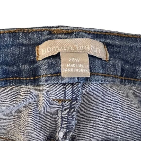 Woman Within blue denim stretch ripped distressed jeans 20W - Picture 3 of 12